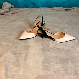 Black & beige classic kitten heels